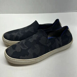 Rothys Sneakers Slip On Washable Flat Shoes Camo Camouflage Gray Black Women 9.5